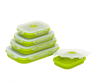 Reusable Pizza Storage Container with  Microwavable Serving Trays - Adjustable Pizza Slice Container to Organize & Save Space - BPA Free, Microwave (Color: green, size: 350ML)