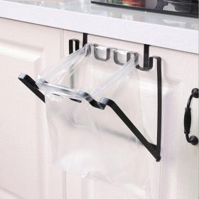 Garbage Bag Holder Hanging Trash for Trash Bag Rack Kitchen Cupboard Mounts Over Cabinet Doors Cupboards Garbage Rack Organizer (Color: BLACK)