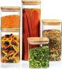 Airtight Food Storage Containers with Bamboo Lids, Plastic Kitchen and Pantry Organization Canisters for Cereal, DryFood, Flour and Sugar, BPA Free